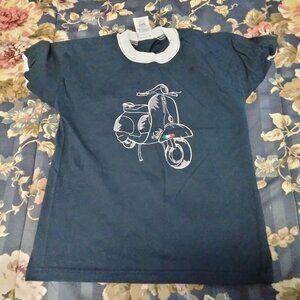 Vespa Italia Italian Kids Size 5-6 (Euro) Embroidered 100% Cotton Tee Shirt